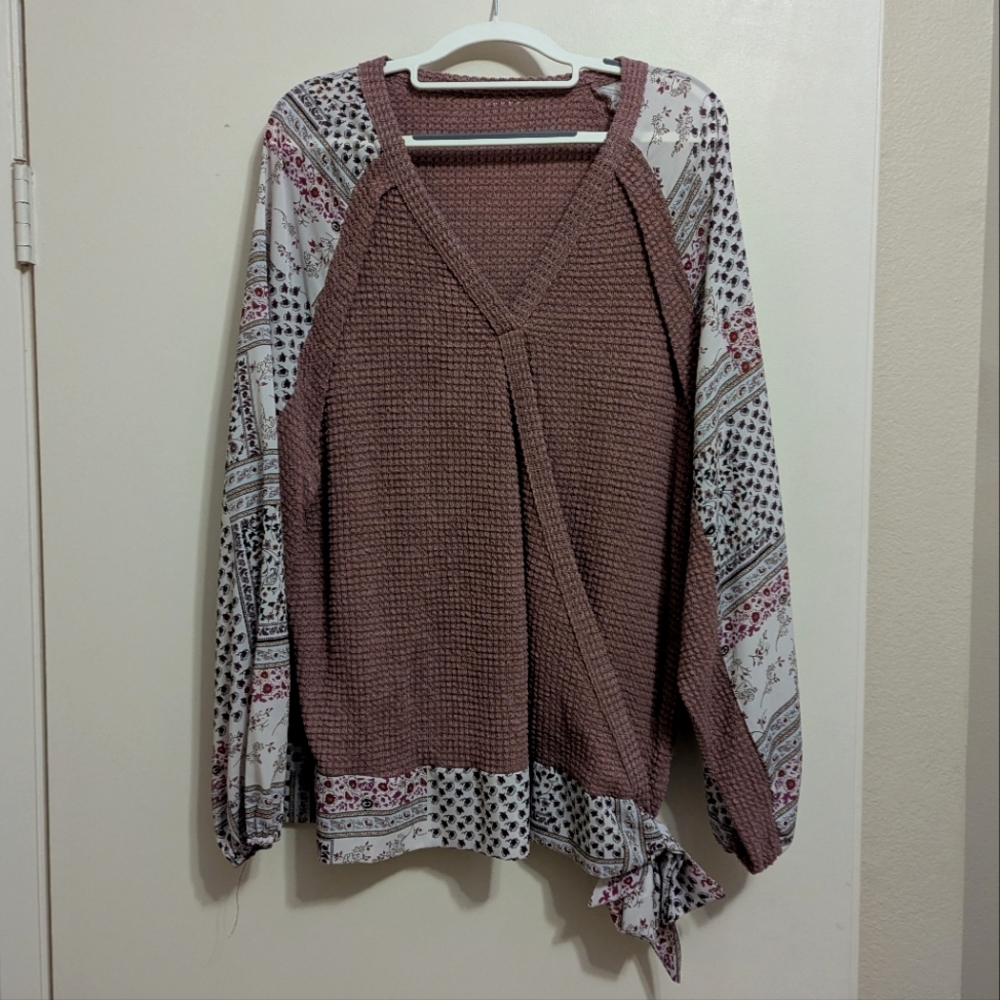 Dusty Rose Patterned Wrap Top